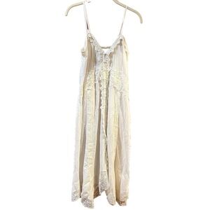 Thirty/Thirty L.A. Women's Small White Lace Trim Sheer Dress Adjustable Straps